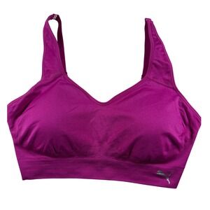 Puma Womens Seamless Sports Bra Magenta Purple Adjustable Straps XL 74751-0721